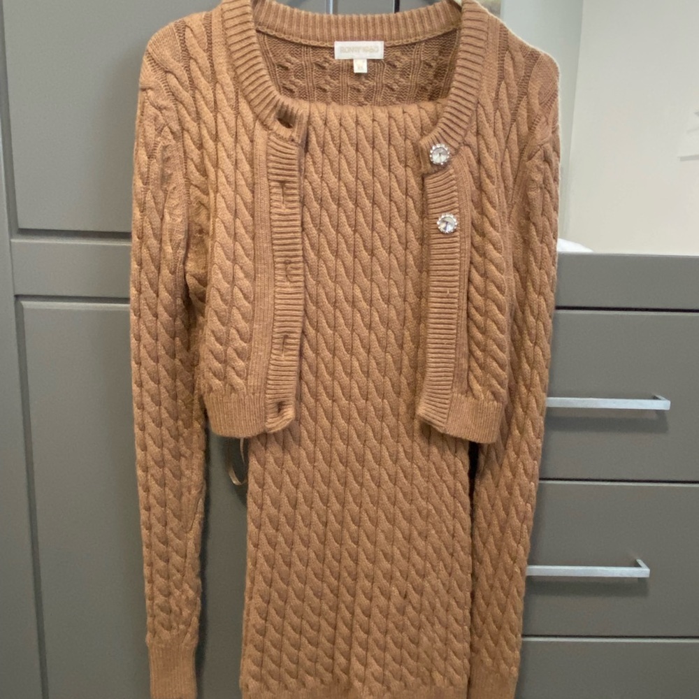 Ronny Kobo knit wool blend pencil skirt and top set